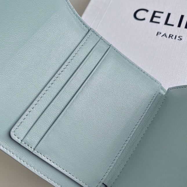 TRIPHOME 10 TRIFOLD WALLET CALFSKIN BLUE PASTEL
