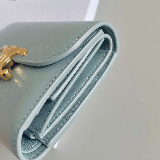 TRIPHOME 10 TRIFOLD WALLET CALFSKIN BLUE PASTEL