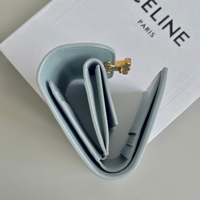 TRIPHOME 10 TRIFOLD WALLET CALFSKIN BLUE PASTEL