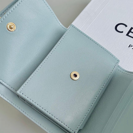 TRIPHOME 10 TRIFOLD WALLET CALFSKIN BLUE PASTEL