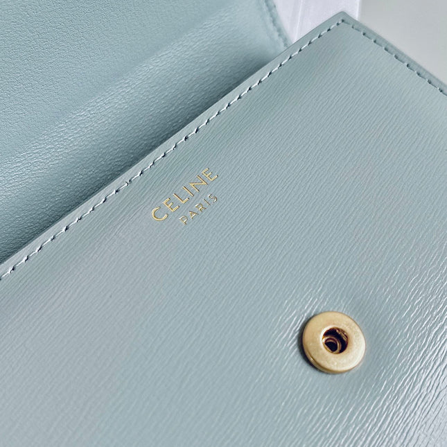 TRIPHOME 10 TRIFOLD WALLET CALFSKIN BLUE PASTEL