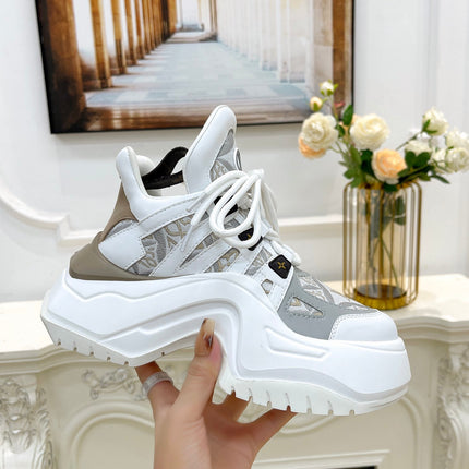 LV ARCHLIGHT 2.0 PLATFORM SNEAKER IN WHITE MIX DOVE GRAY MIX OF MATERIALS