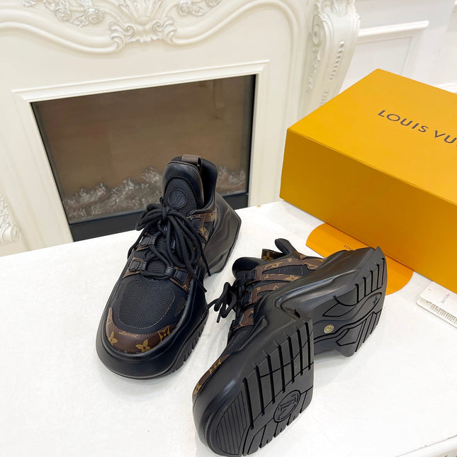 LV ARCHLIGHT 2.0 PLATFORM SNEAKER IN BLACK MIX CHOCOLATE BROWN MIX OF MATERIALS