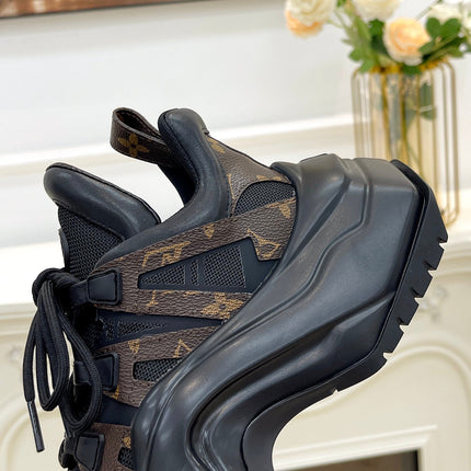 LV ARCHLIGHT 2.0 PLATFORM SNEAKER IN BLACK MIX CHOCOLATE BROWN MIX OF MATERIALS
