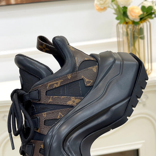 LV ARCHLIGHT 2.0 PLATFORM SNEAKER IN BLACK MIX CHOCOLATE BROWN MIX OF MATERIALS