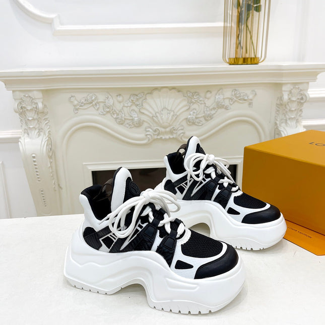 LV ARCHLIGHT 2.0 PLATFORM SNEAKER IN WHITE MIX BLACK MIX OF MATERIALS