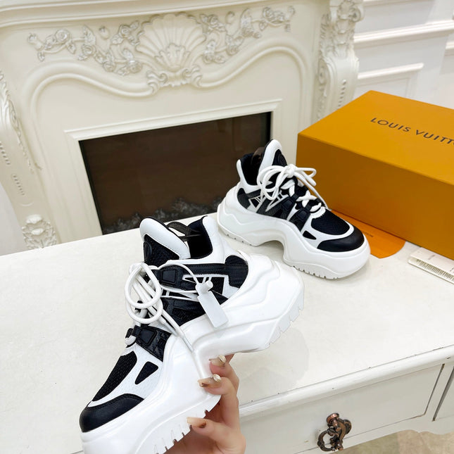 LV ARCHLIGHT 2.0 PLATFORM SNEAKER IN WHITE MIX BLACK MIX OF MATERIALS