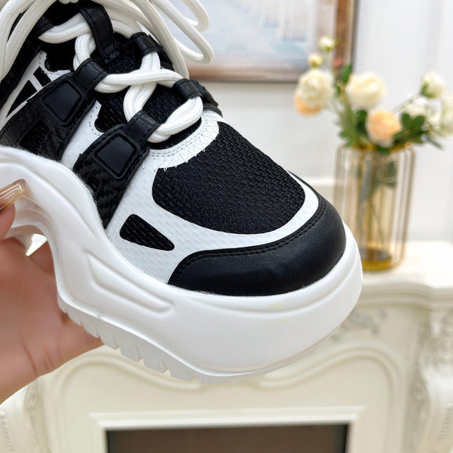 LV ARCHLIGHT 2.0 PLATFORM SNEAKER IN WHITE MIX BLACK MIX OF MATERIALS