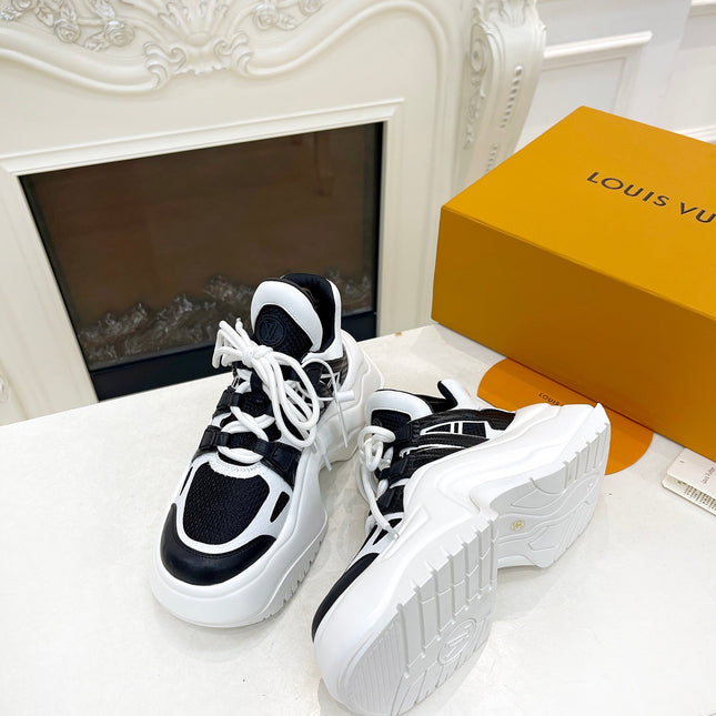 LV ARCHLIGHT 2.0 PLATFORM SNEAKER IN WHITE MIX BLACK MIX OF MATERIALS