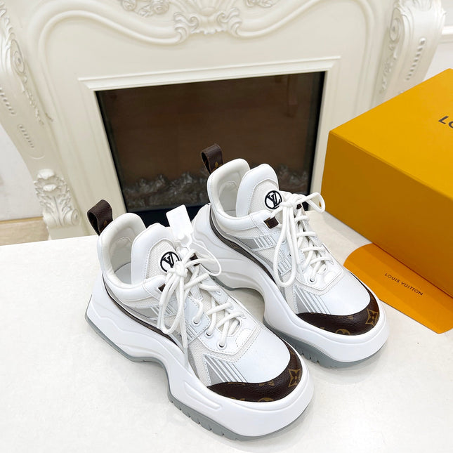LV ARCHLIGHT 2.0 PLATFORM SNEAKER IN WHITE MIX BROWN MIX OF MATERIALS