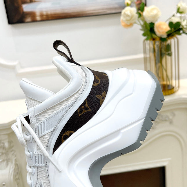 LV ARCHLIGHT 2.0 PLATFORM SNEAKER IN WHITE MIX BROWN MIX OF MATERIALS