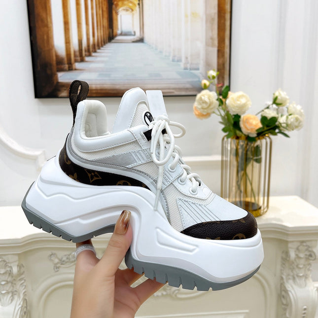 LV ARCHLIGHT 2.0 PLATFORM SNEAKER IN WHITE MIX BROWN MIX OF MATERIALS