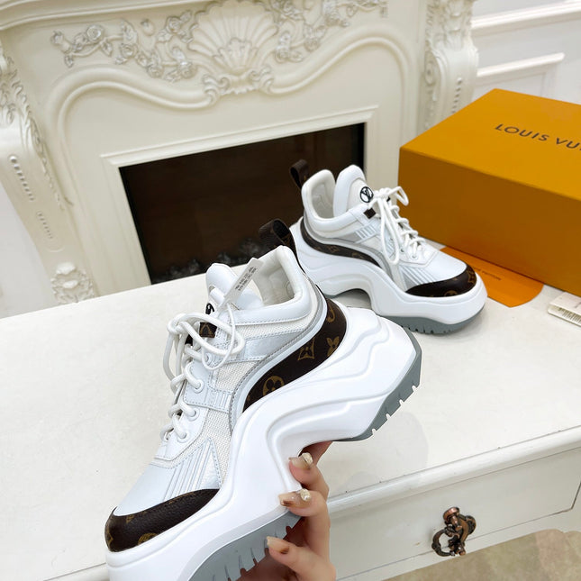 LV ARCHLIGHT 2.0 PLATFORM SNEAKER IN WHITE MIX BROWN MIX OF MATERIALS