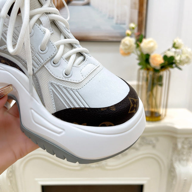 LV ARCHLIGHT 2.0 PLATFORM SNEAKER IN WHITE MIX BROWN MIX OF MATERIALS