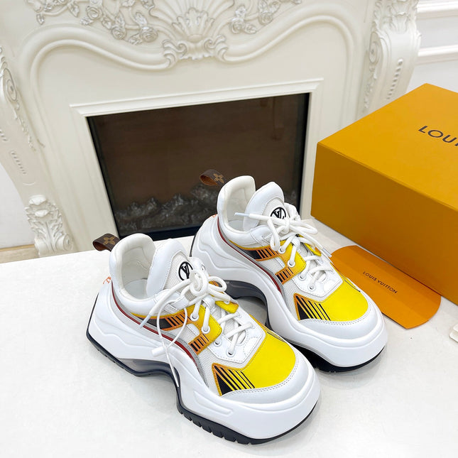LV ARCHLIGHT 2.0 PLATFORM SNEAKER IN WHITE MIX YELLOW MIX OF MATERIALS