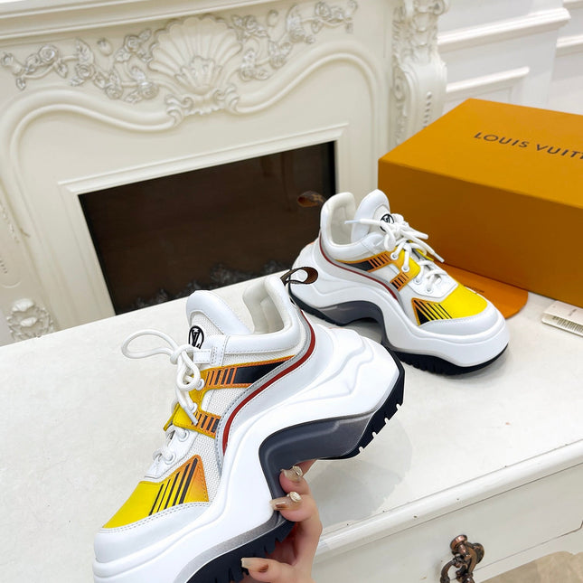 LV ARCHLIGHT 2.0 PLATFORM SNEAKER IN WHITE MIX YELLOW MIX OF MATERIALS