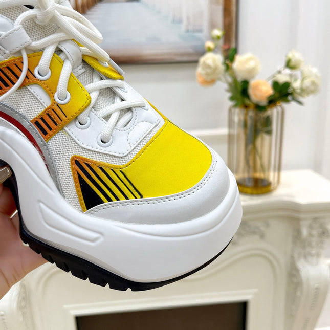 LV ARCHLIGHT 2.0 PLATFORM SNEAKER IN WHITE MIX YELLOW MIX OF MATERIALS