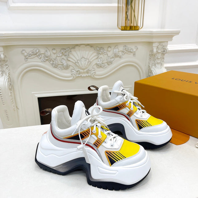 LV ARCHLIGHT 2.0 PLATFORM SNEAKER IN WHITE MIX YELLOW MIX OF MATERIALS