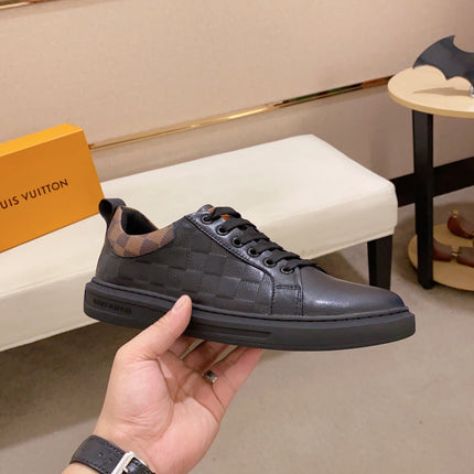 LV TRAINER SNEAKER BLACK DAMIER JACQUARD AND CALFSKIN