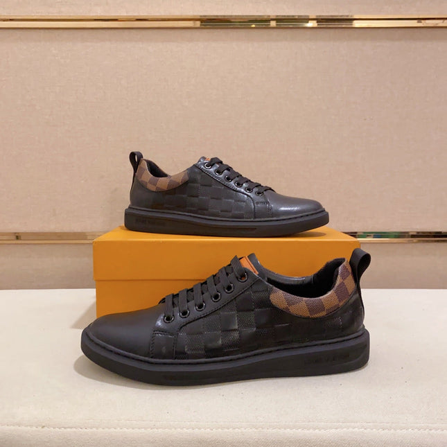 LV TRAINER SNEAKER BLACK DAMIER JACQUARD AND CALFSKIN