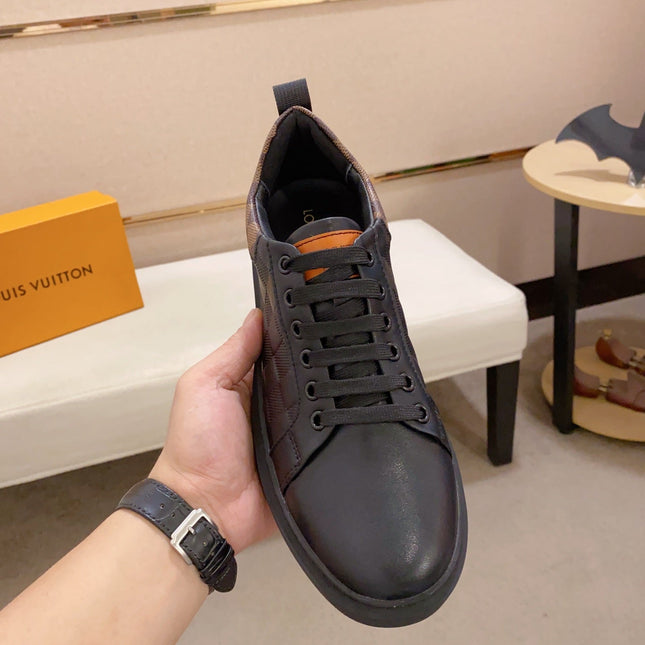 LV TRAINER SNEAKER BLACK DAMIER JACQUARD AND CALFSKIN