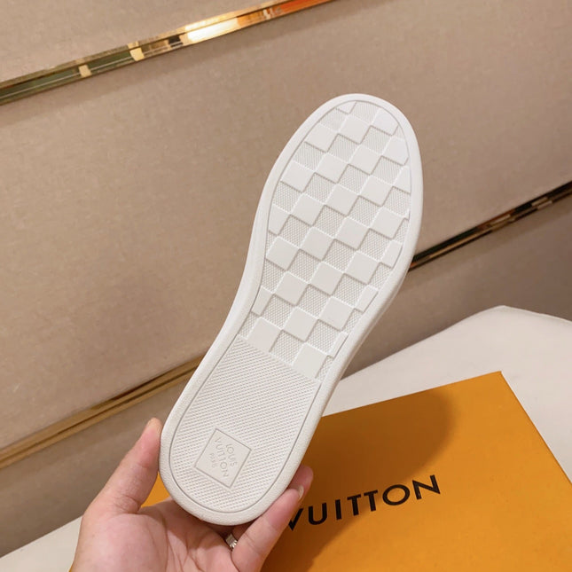 LV TRAINER SNEAKER WHITE DAMIER JACQUARD AND CALFSKIN