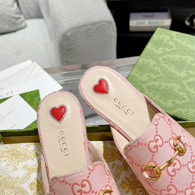 MEN'S MULE WITH HORSEBIT IN PINK PASTEL MONOGRAM JACQUARD FABRIC