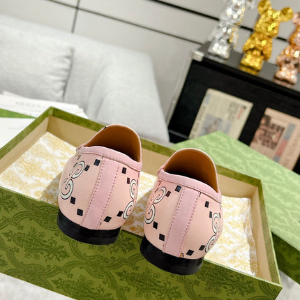 HORSEBIT LOAFER WITH CUTE CAT PRINT IN LIGHT PINK CALFSKIN