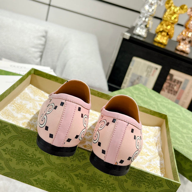 HORSEBIT LOAFER WITH CUTE CAT PRINT IN LIGHT PINK CALFSKIN