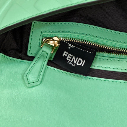 BAGUETTE WITH FF MOTIF 27 IN DE YORK GREEN SOFT LAMBSKIN GOLD HARDWARE