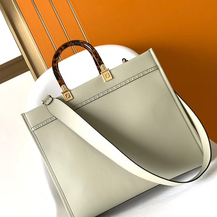 Fend Sunshine Medium Bag 35 Light Grey Leather