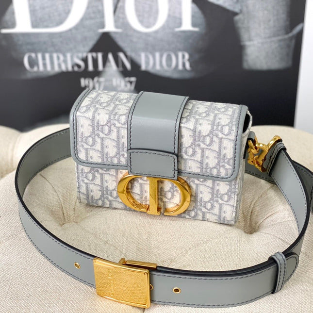 MONTAIGNE 19 HANDBAG IN GREY CALFSKIN