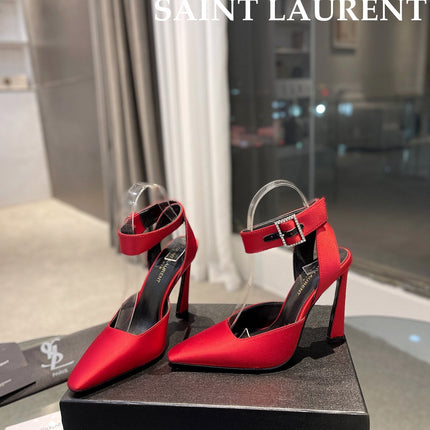 SL FANNY SLINGBACK PUMPS RED SATIN