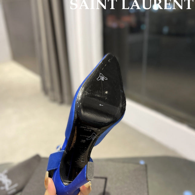 SL FANNY SLINGBACK PUMPS COBALT SATIN