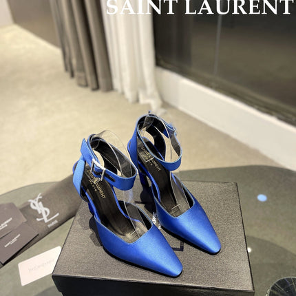 SL FANNY SLINGBACK PUMPS COBALT SATIN