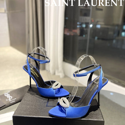 SL AYERS CRYSTAL SANDAL COBALT SATIN