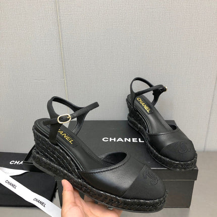 MARY JANE WEDGE BLACK LAMBSKIN