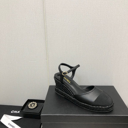 MARY JANE WEDGE BLACK LAMBSKIN