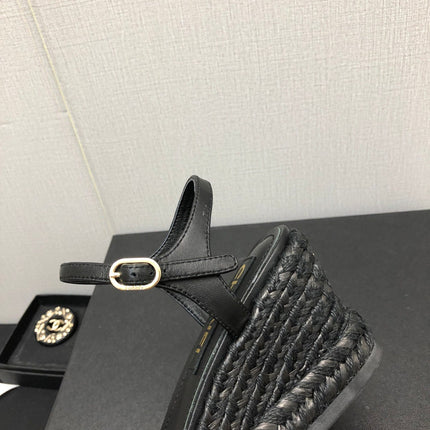 MARY JANE WEDGE BLACK LAMBSKIN