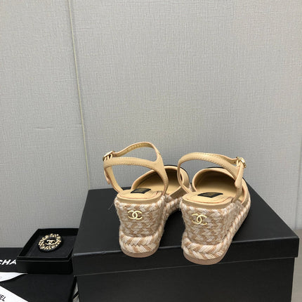 MARY JANE WEDGE BEIGE CREAM LAMBSKIN