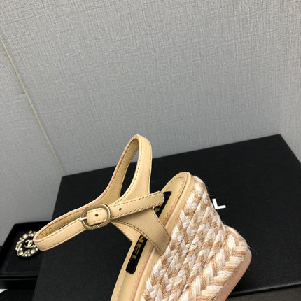 MARY JANE WEDGE BEIGE CREAM LAMBSKIN