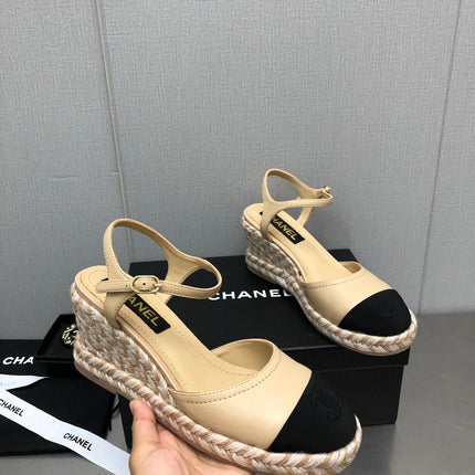 MARY JANE WEDGE BEIGE CREAM LAMBSKIN