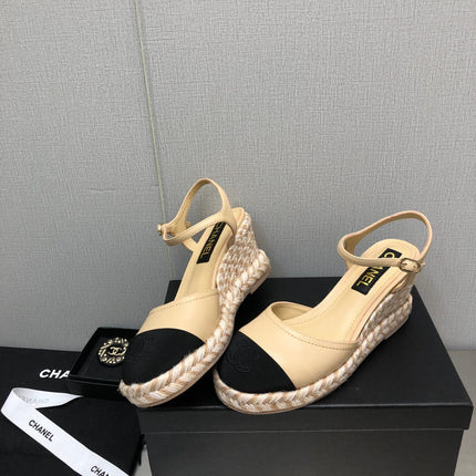 MARY JANE WEDGE BEIGE CREAM LAMBSKIN