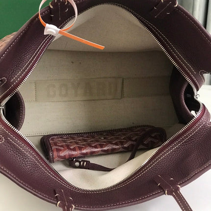 HARDY PM BAG 40 IN BROWN GOYARDINE CANVAS AND TAURILLON LEATHER TRIM
