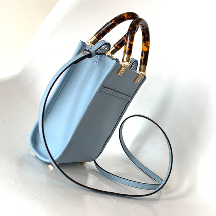 Fend Mini Sunshine Shopper Bag 18 Blue Leather