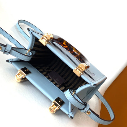 Fend Mini Sunshine Shopper Bag 18 Blue Leather