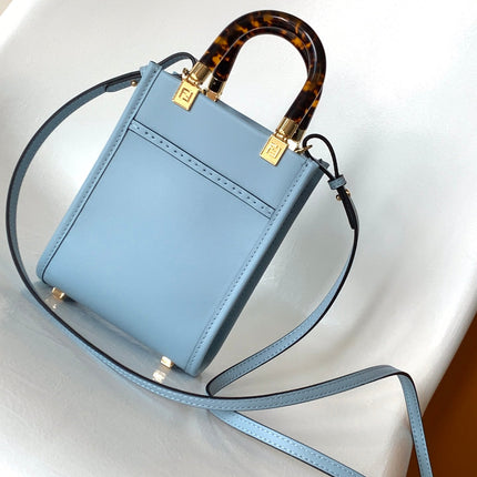 Fend Mini Sunshine Shopper Bag 18 Blue Leather