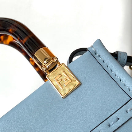 Fend Mini Sunshine Shopper Bag 18 Blue Leather