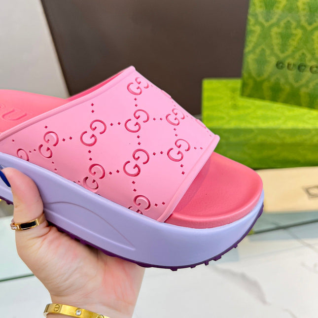 PLATFORM SANDALS IN BABY PINK MONOGRAM IMPORTED TPU