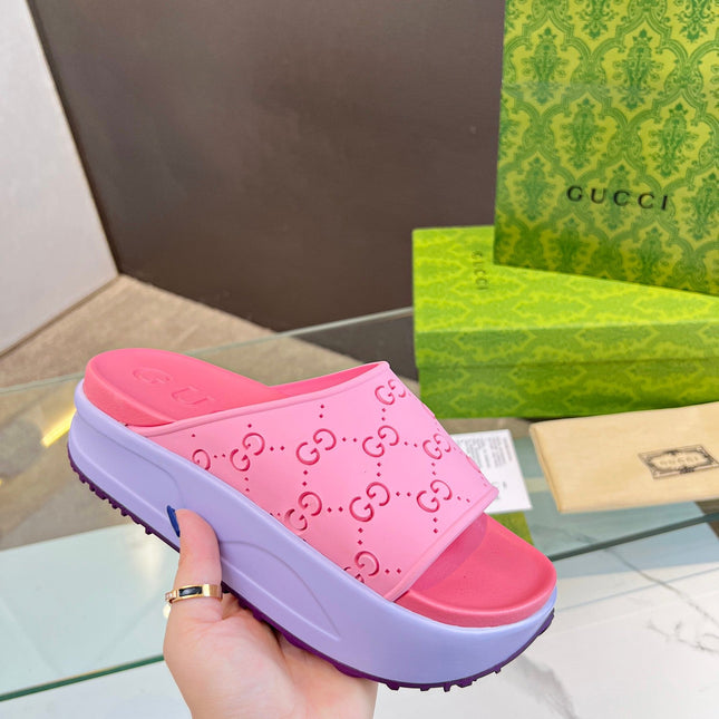 PLATFORM SANDALS IN BABY PINK MONOGRAM IMPORTED TPU